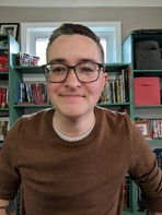 Person standing in a library